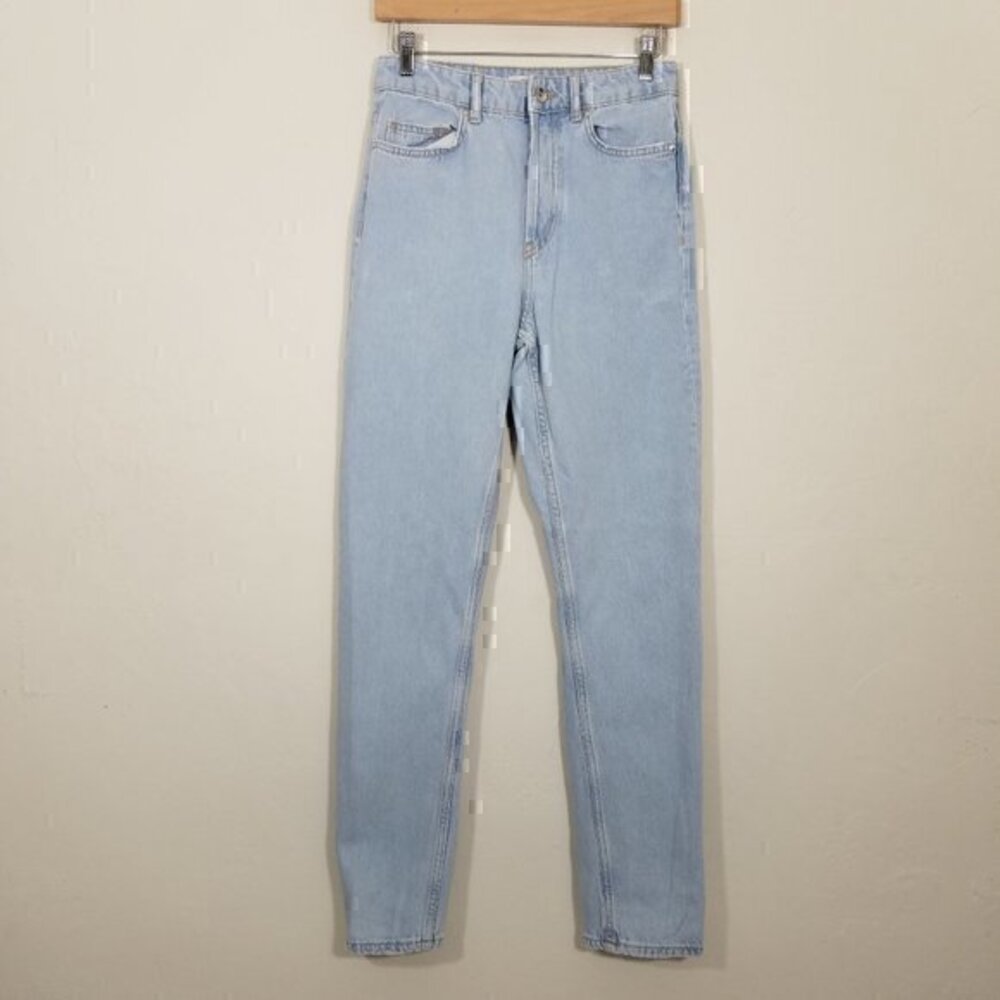 Zara Button Fly High Rise Light Wash Jeans Blue Size 4
